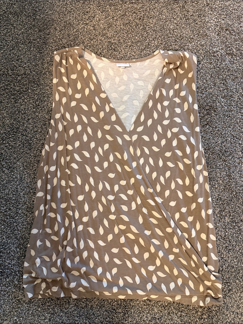 Taupe Leaf-Print Wrap V-Neck Sleeveless Camisole